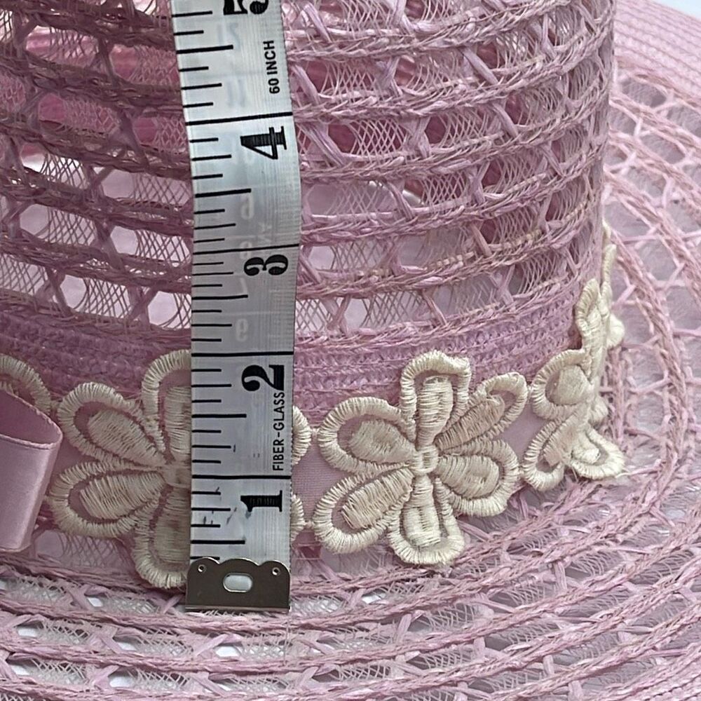 Vintage 80’s pink sun hat. Boho festival beach tropical - Picture 12 of 12